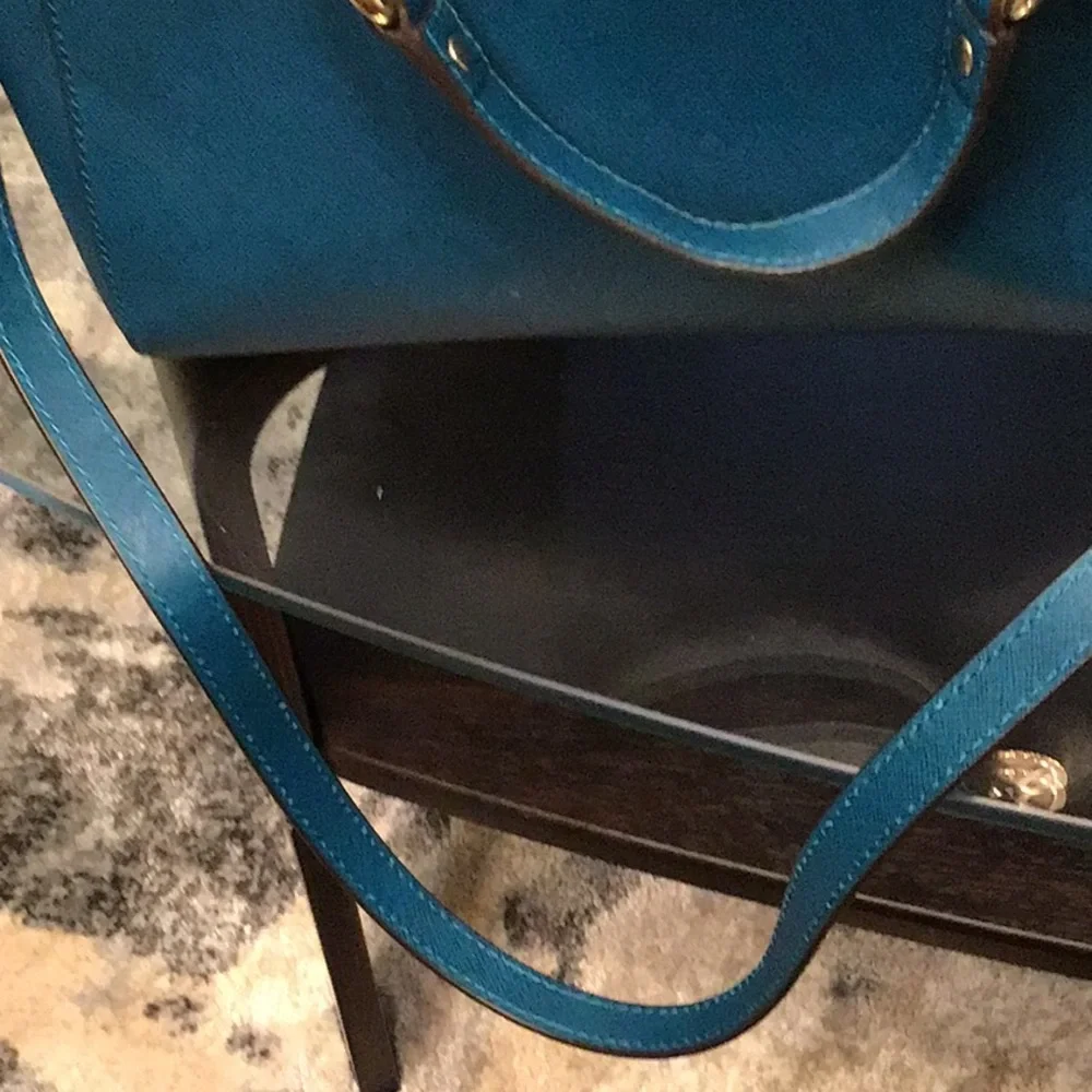 Michael Kors Blue and Gold Satchel!! Very classy!! Get it!!reasonable!! - Picture 7 of 10